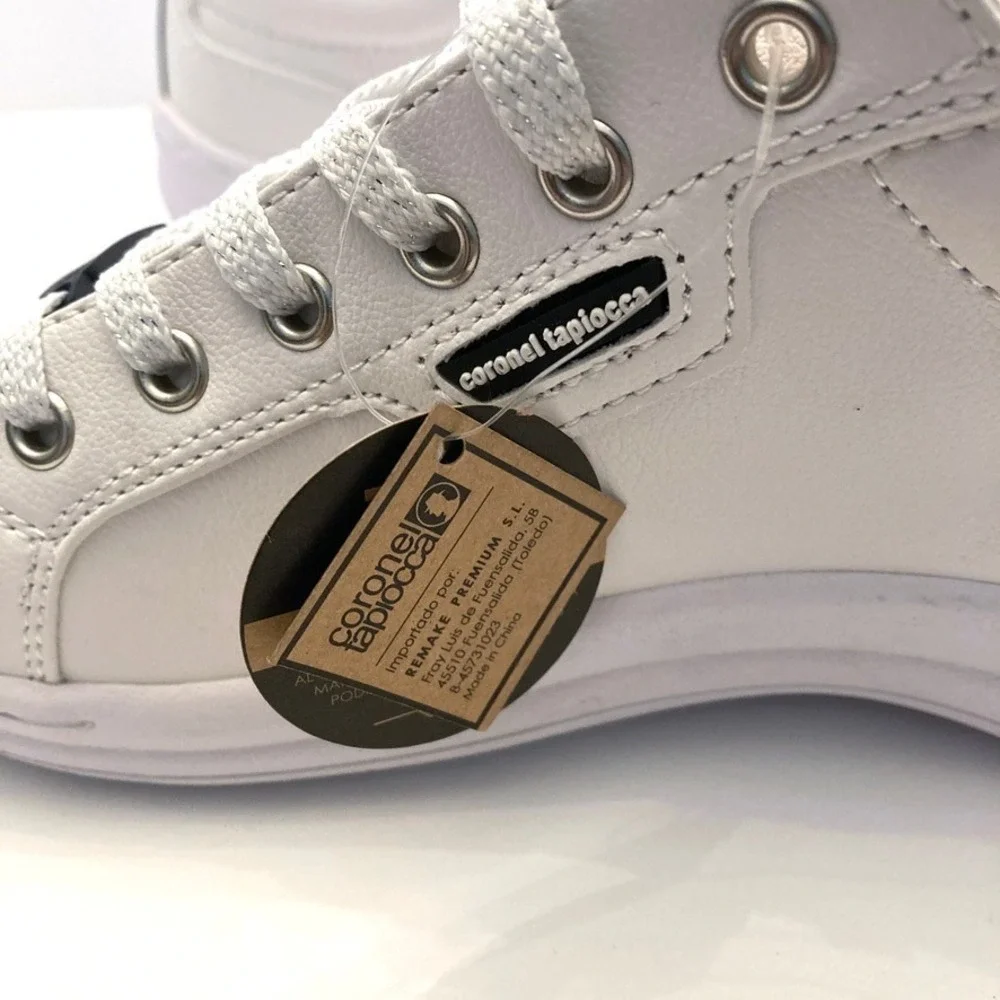 Coronel Tapiocca White Leather Walking Sneakers Zip Close EU 39 Womens 8‎